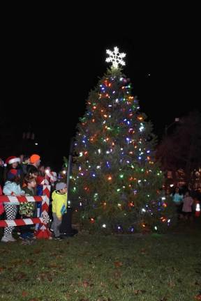 The West Milford Christmas tree is lit. (Photo by Rich Adamonis)