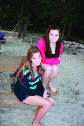 Photos by Ginny Raue Good friends Jacalynne Wyatt, left, and Allison Reid, are excited to be headed back to macopin for their eighth grade year. They enjoyed the beach party last week and spending time together this summer.