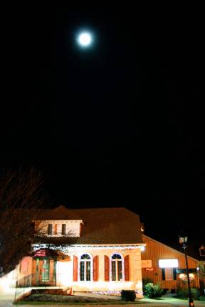 Bank of America, Bearfort Shopping Center in West Milford under the first full moon of 2012. Ginny Raue