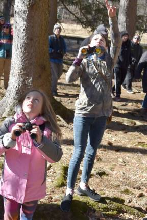 Emily Raupp, 9, of Ramsey, left, and Alexandrea ‘Xander’ Warren, 11, of West Milford spot birds.