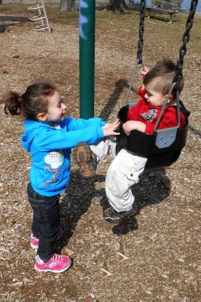 Maybe Justice should push Jesse from behind. Jesse and Justice Bongiardino enjoyed a gorgeous Sunday afternoon at Brown's Point last week.