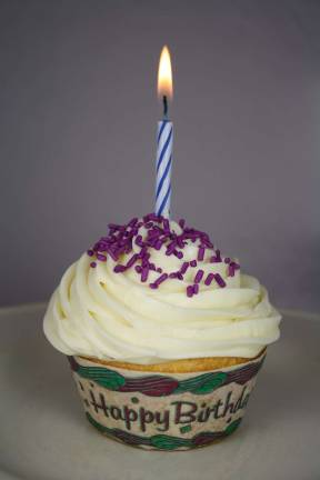 Some of Debra Lee's designs for her edible cupcake liners include birthday celebrations and whimsical art like this ladybug design.