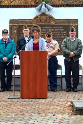 Mayor Bettina Bieri addressed the crowd, thanking veterans for their service and encouraging all to honor veterans every day.