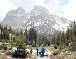 Mick Oswald asked Kristen Casse for her hand during their hike in Grand Teton National Park in Wyoming. As Kristen said, Best hike ever - haha.