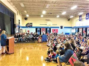 Students at Paradise Knoll elementary School gather for the annual tribute to veterans on Nov. 8.