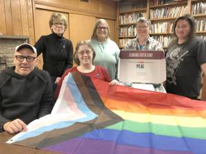 Among the board members of the new PFLAG Sussex County are, front row from left, Bob Gasper of Sparta and Jill Kubin of Andover Township and, back row from left, Sandy Svenningsen of Branchville, Pat Schutz of Sparta, Sue Harris of Andover Township and Colleen LePera of Andover Township. (Photo by Kathy Shwiff)
