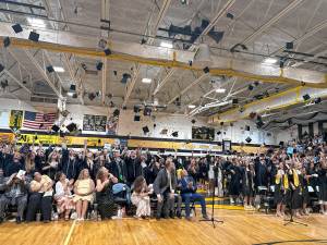 Members of the West Milford High School Class of 2025 toss their caps in the air at the end of graduation Thursday, June 19. (Photos by Denise von Wilke)