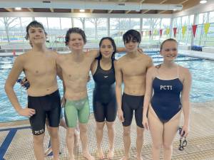 Passaic County Technical Institute county champs from High Crest Lake, from left, are Michael DeMarco, Tyler Roer, Samantha McKatten, Zachary McKatten and Eliana Macaluso. (Photos by Jason Roer)