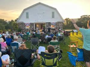 Residents gather for a night of worship July 28 at the Wallisch Homestead in West Milford. A similar event will be held at 7 p.m. Friday, Aug. 25. (Photo provided)