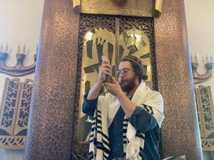 A ram’s horn called the shofar is blown during High Holiday services. (Photo provided)