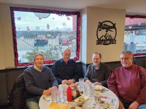 Four former mayors meet at the West Milford Airport Diner to select the recipient of the 2023 Mary B. Haase Lifetime Volunteer Award. From left are Carl Richko, Glenn Wenzel, Robert Moshman and Phil Weisbecker. (Photo provided)