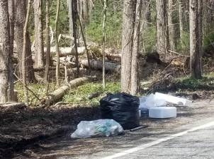 As part of Beautification Day, members of the WM DPW travel around the Township picking up the filled trash and recycling bags the volunteers fill and leave at a visible roadside area of their cleanup sites for pickup. Photo by Patricia Keller.