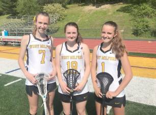 The captains of the West Milford Varsity Girls Lacrosse team are, from left to right: junior Dillen Orsino, senior Hope Callamari and junior Georgie Barrett. Provided photo.
