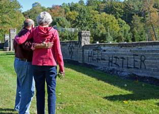 Norton Ellen and Jerry Sander visited the Temple Beth Shalom cemetery in Warwick, which was vandalized with anti-Semitic graffiti in October 2016. (File photo by Erika Norton)