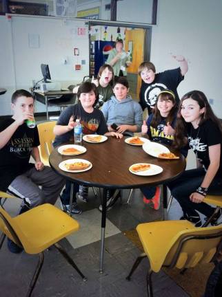 The winning classes enjoyed a pizza party as a thank you for raising the most money for the Pennies for Patients fund raiser.