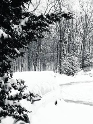 Over a foot of snow fell on West Milford on Sunday.
