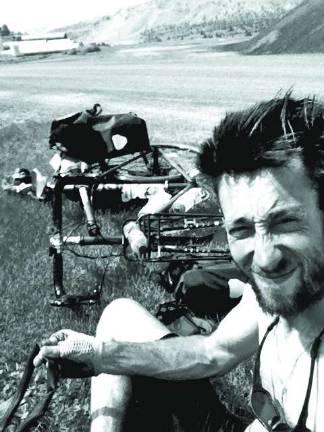 This picture shows Riegler taking a break during his three-month journey from Washington state to New Jersey.