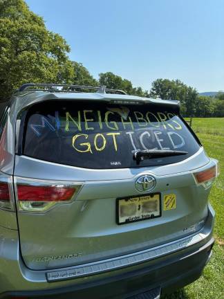 A message on a minivan spotted in Vernon, NJ on July 26. Photo: Becca Tucker