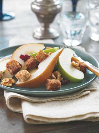 Fall Harvest Fruit Salad with Whole Grain Croutons.