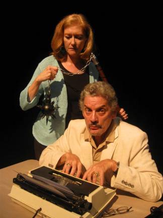 Deathtrap with Carl Wallnau as "Sidney" and Maria Brodeur as "Myra."