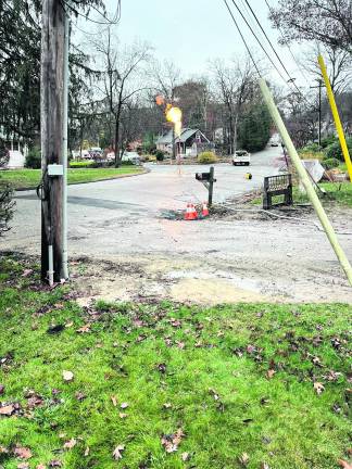 A propane leak is burned off in High Crest Lake in West Milford.