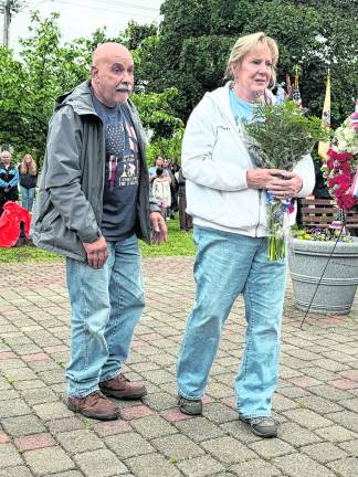 Gold Star mother of Brian Parrello, Shirley Parrello, received flowers.