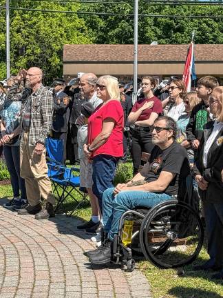 Theodore Adrazna Sr., a veteran of the Vietnam War, watches the ceremony in his wheelchair. He served during the Tet offensives in 1967-68. (Photo by Denise von Wilke)