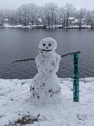 Ed Perry of Upper Greenwood Lake created this ‘tribute to living on the mountain lake’ during a recent six-hour power outage. ‘Power outages are normal and living on the lake is a life of its own,’ he says. (Photo by Ed Perry)