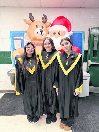 West Milford High School freshmen, from left, Mikaela Lovato, Emma Hoffmann and Ruby Cardona.