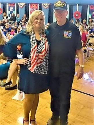 Physical Education Teacher and Organizer of the PK Veterans Appreciation Ceremony Event- Jill Cullen and her father, USAF Veteran Frank C. White Jr.