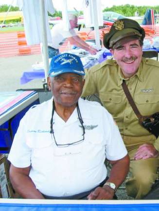 Tuskegee Airman Eugene Richardson and American Air Forces Historical Association's Chris Hartney are seen here at the 2013 Greenwood Lake Air Show.&#xa0;