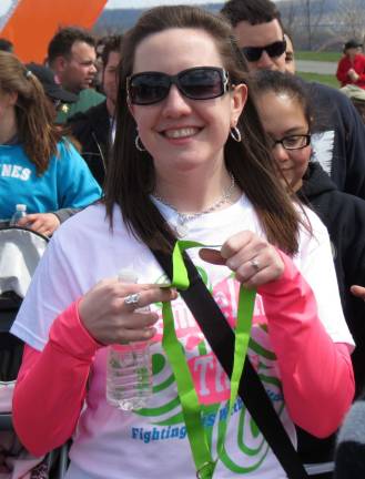 Lyndsay Wright at the finish line of last year's Walk MS.