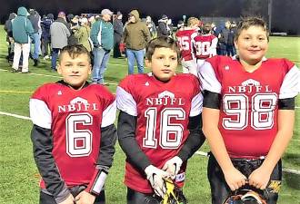 Fourth Grade NBJFL All Stars (from left to right) Luke Maslanek, Blake Tyburczy, Mason LaNeve, and David VanTassel.