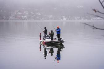 Early risers enjoy the peacefulness of Greenwood Lake surrounded by the fog Tuesday, Dec. 26. (Photo courtesy of Robert Smith)