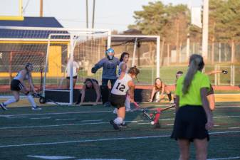 West Milford’s Avery Vacca takes a shot on goal.
