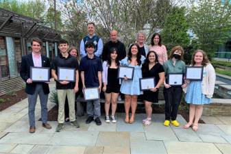 The Class of 2023 graduates are presented with their scholarship awards at NJ Sharing Network’s headquarters in New Providence. (Photo provided)