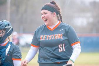 Courtney Cienki plays pitcher for the Keystone College softball team.