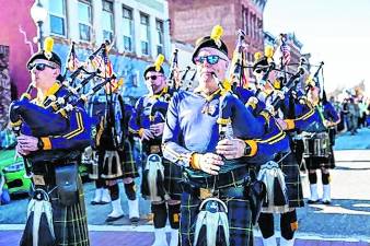 The Hudson Valley Regional Police Pipes &amp; Drums march in the Port Jervis St. Patrick’s Day Parade on March 3. (Photos by Sammie Finch)