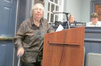 The late Doris Aaronson is seen when she had just finished one of her presentations to the Township of West Milford Council several years ago.