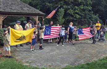 Photos by Nicholas Salleroli, Troop 159 Publicity Chair Cub Scouts from Pack 159 gather for the Flag Ceremony during a meeting at Bubbling Springs on Saturday.