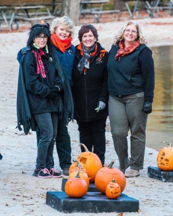 Surrounded by pumpkins, these ladies were all smiles.