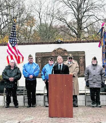 Selena Torres, UGL Fire Department Company 5, speaks at the ceremony.
