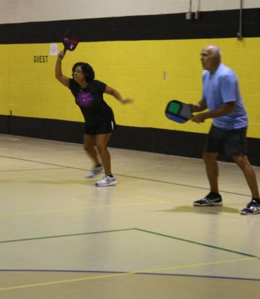 Silvia Feldman of West Milford and Ben Scaturro of Wayne played doubles together Tuesday morning. They are both dedicated pickleball players.