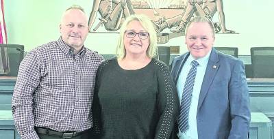 Jefferson Mayor Eric Wilsusen, left, West Milford Mayor Michele Dale, and Vernon Mayor Anthony Rossi met on Tuesday, Feb. 3, 2026, to align positions and publicly reveal the regional collation’s platform and push for a fair solution for all Highlands communities.