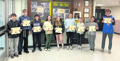 Macopin Schoo's Citizens of the Month are, from left, Rocco Pugliese, David Canipe, Michael Franklin, Leah Barkley, Emma Garner, Kennedy Toles, Harlow Suhey, Angie Flores, Matthew Afflerbach.