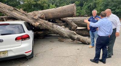 Congressman Josh Gottheimer toured storm damage from Hurricane Ida this week, highlighting resources now available from FEMA for individuals in Bergen County and Passaic counties. Provided photo.