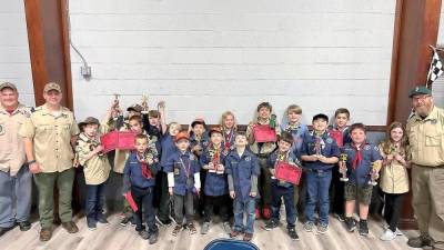 Cub Scouts Pack 9 at its annual Pinewood Derby.