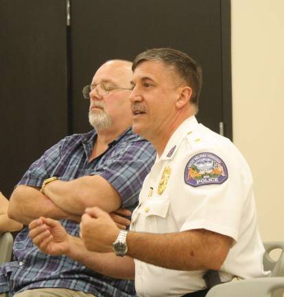 Police Chief Timothy Storbeck talked from the audience about how the school district and township police are working together on the drug problem.