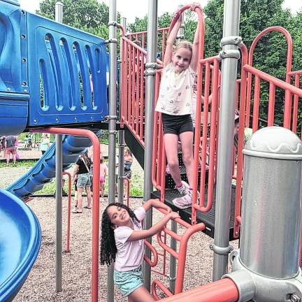 Students play on the Upper Greenwood Lake School playground.