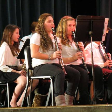 Seventh graders play at the winter concert.